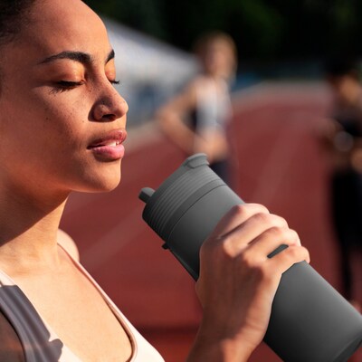 ASOBU Aspen Stainless Steel Double Wall Insulated Water Bottle, 20 oz., Black, (ADNABF27BK)