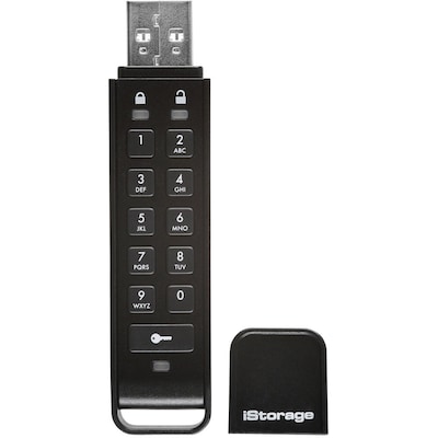 iStorage datAshur Personal2 64GB USB 3.2 Gen 1 Type-A Encrypted Flash Drive, Black (IS-FL-DAP3-B-64)