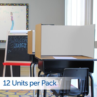 Flipside Corrugated Study Carrel, 18" x 48", White, 24/Carton (61848-24)