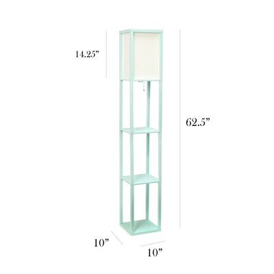 Simple Designs Etagere Organizer 62.5" Floor Lamp with Rectangular Shade, Aqua (LF1014-AQU-CCLB)