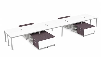 Boss Office Products Simple System 66W Desk with Storage Cabinet, White, 8/Set (SGSD026-102-WT)