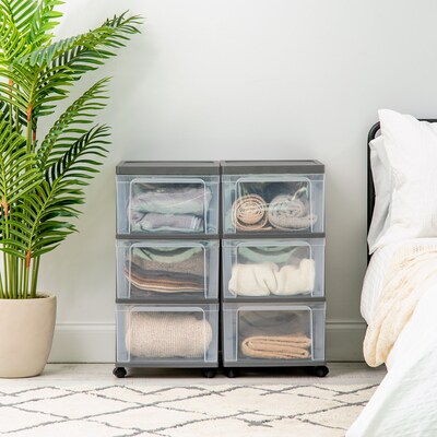 Iris 3-Drawer Storage Cart, Plastic, Elephant Gray, 2/Pack (500415)