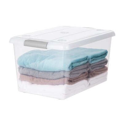 Iris Store & Slide 61 Quart Storage Bin with Lid, Plastic, Clear, 6/Carton (270017)