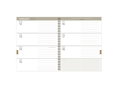 2023-2024 TF Publishing Collegiate 9" x 11" Academic Weekly & Monthly Planner, Paperboard Cover, Brown/White (AY24-9720)