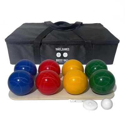 YardGames Wooden Bocce Lawn Game, Assorted Colors (BOCCE-005)
