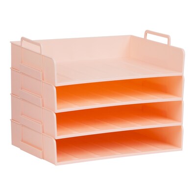 Mind Reader Plastic Side Loading Stackable Letter Tray, Letter Size, Pink (DANSTACK4-PNK)