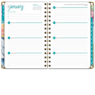 2026 Global Printed Products Watercolor Butterflies 5.5" x 8" Weekly & Monthly Planner, Paperboard Cover (NRY26-58-33)