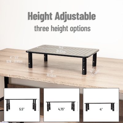 Mind Reader Adjustable Monitor Stand and Ventilated Laptop Riser, Black, 2/Pack (4LEGM2PK-BLK)