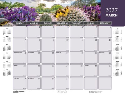 2027 House of Doolittle Succulent & Cacti 22" x 17" Monthly Dry Erase Desk Pad Calendar (121-27)