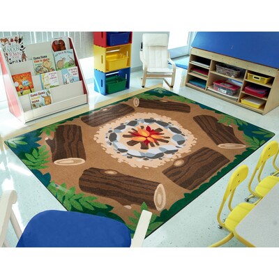 Joy Carpets Campfire Fun Nylon 7'8" x 10'9" Machine Tufted Rug, Multicolored (2015D)