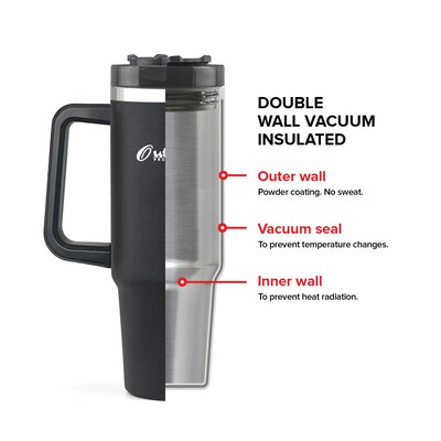 Outdoors Professional Stainless Steel Double-Walled Vacuum Insulated Tumbler with Straw, 40 oz., Black (OUTD9041)
