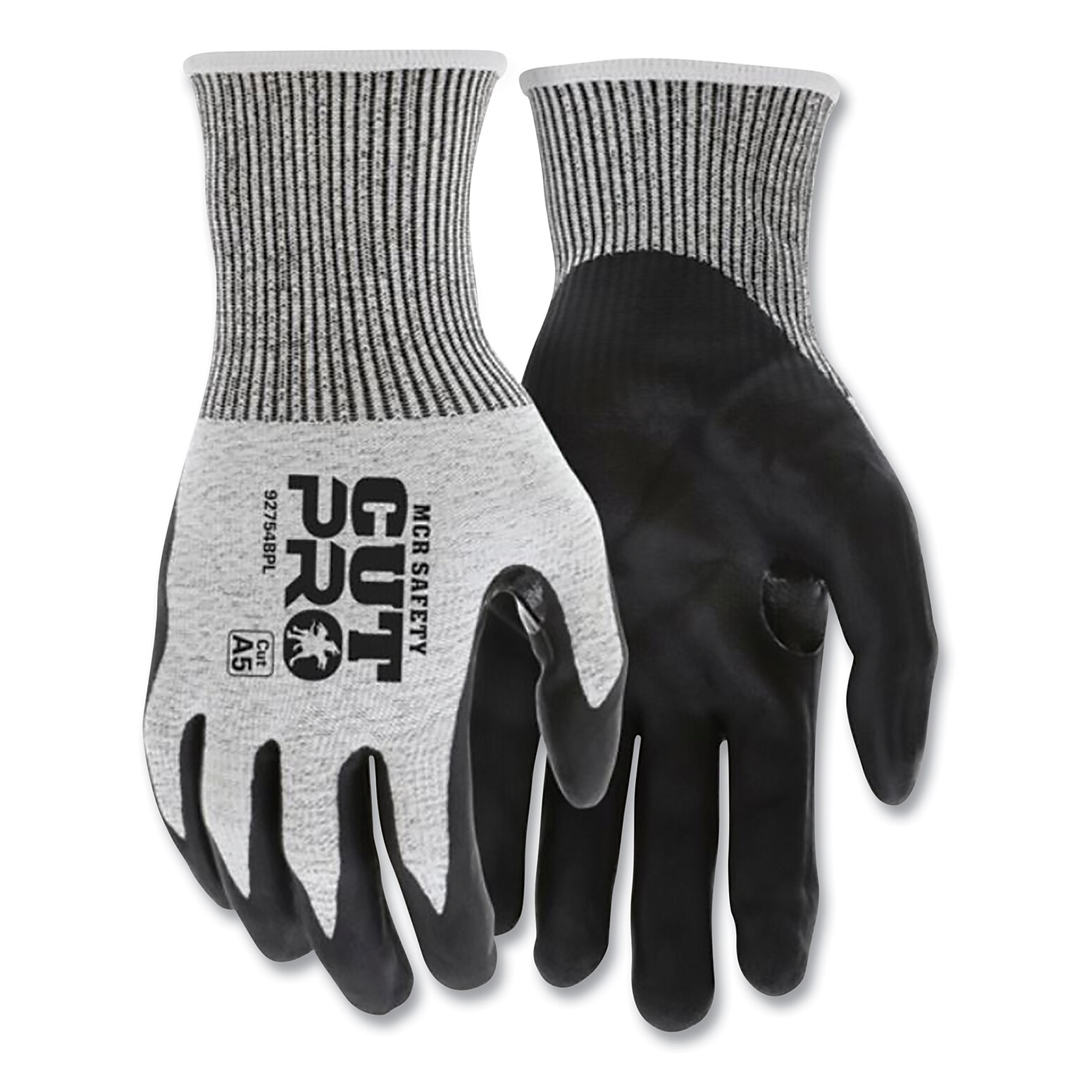MCR Safety CutPro Bi-Polymer Cut Resistant HyperMax HPPE Gloves, 2XL, 13 Gauge, A5 Cut Level, Gray/Black (92754BPXXL)