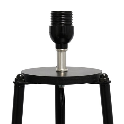 Simple Designs 62.5" Tall Modern Tripod 3 Tier Shelf Standing Floor Lamp with White Drum Fabric Shade, Black (LF2015-BLK)