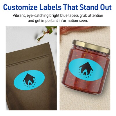 Avery Laser/Inkjet Multipurpose Oval Labels, 2" x 3-1/3", Bright Blue, 320/Pack (94056)