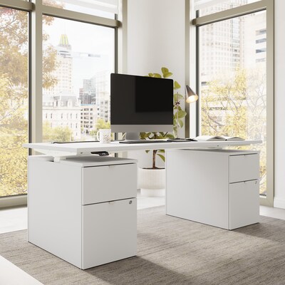 Bush Business Furniture Stratus 72W Electric Rectangular Adjustable Standing Desk with Drawers, White (SUT010WH)