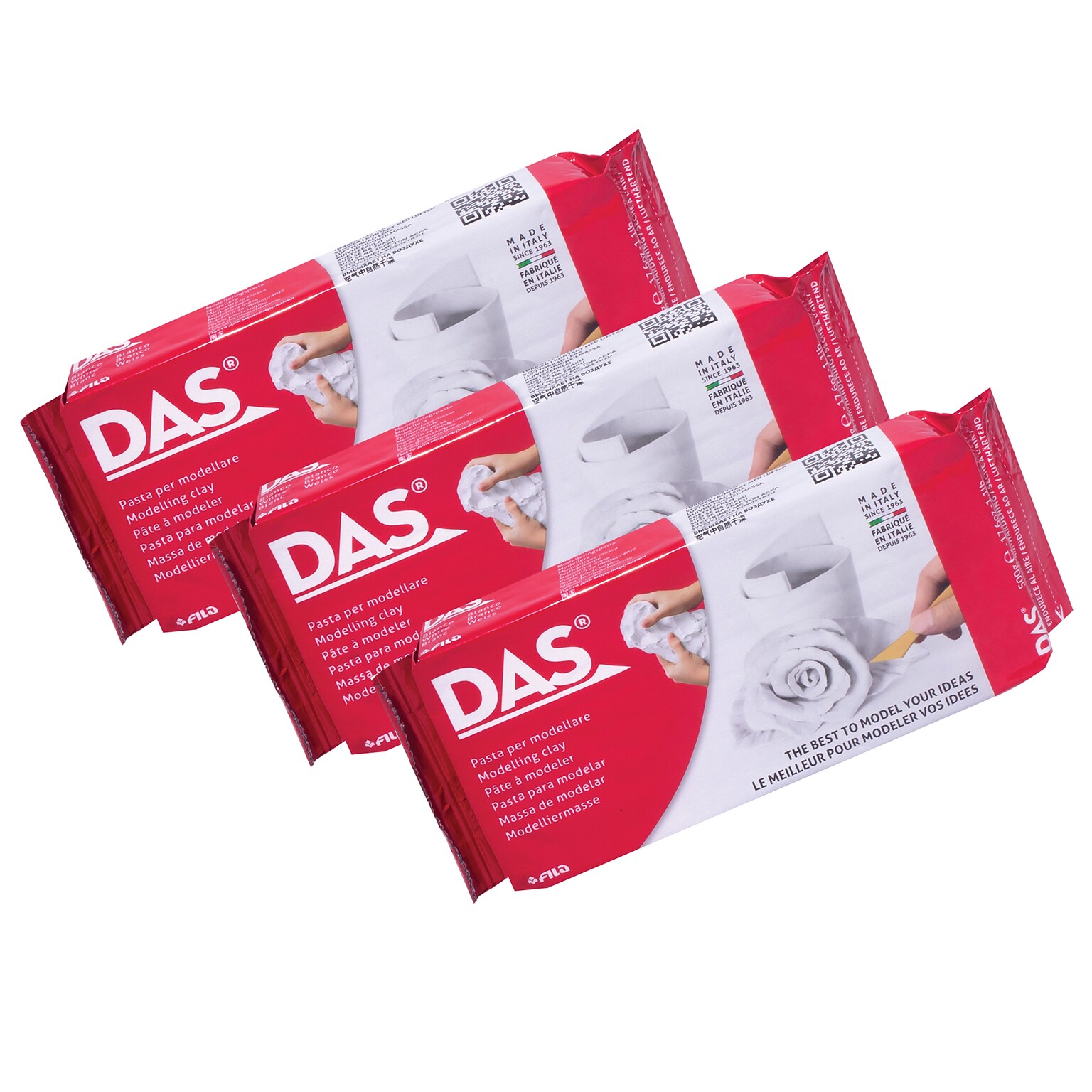 DAS Modeling Clay Air Hardening, White, 1.1lb, 3/Bundle (DASF387000-3)