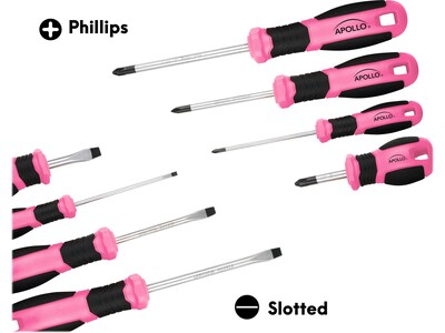 Apollo Tools Essential Screwdriver Set, 8-Piece, Pink/Black (DT5018P)