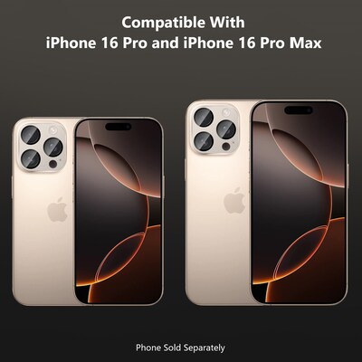 SaharaCase Ultra-Strong Camera Lens Protector for Apple iPhone 16 Pro and 16 Pro Max, Desert Titanium, 2/Pack (ZD00164)
