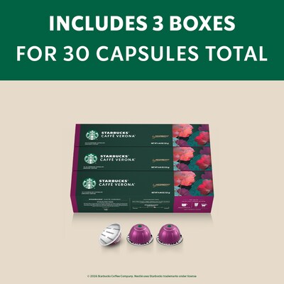 Nespresso Starbucks Caffe Verona Coffee Nespresso Vertuo Capsules, Dark Roast, 30/Pack (163924)
