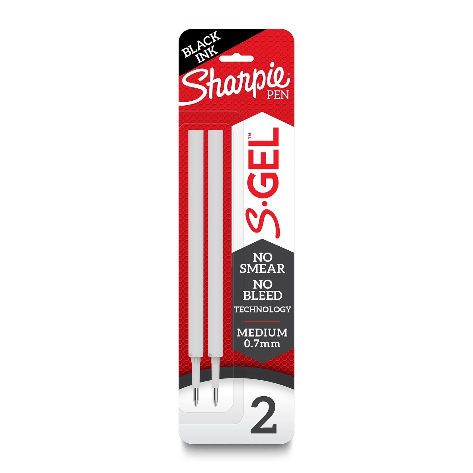 Sharpie S-Gel Gel-Ink Pen Refill, Medium Point, Black Ink, 2/Pack (2096168)