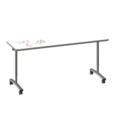 Correll 72W x 24D Adjustable Foldable Rectangular Training Room Table, Laminate, With Wheels, Frosty White (FTS2472DE801413)