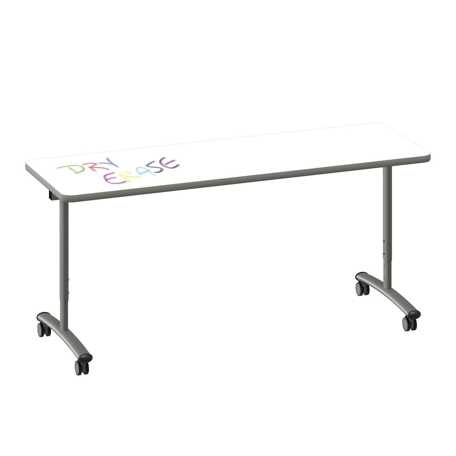 Correll 72W x 24D Adjustable Foldable Rectangular Training Room Table, Laminate, With Wheels, Frosty White (FTS2472DE801413)