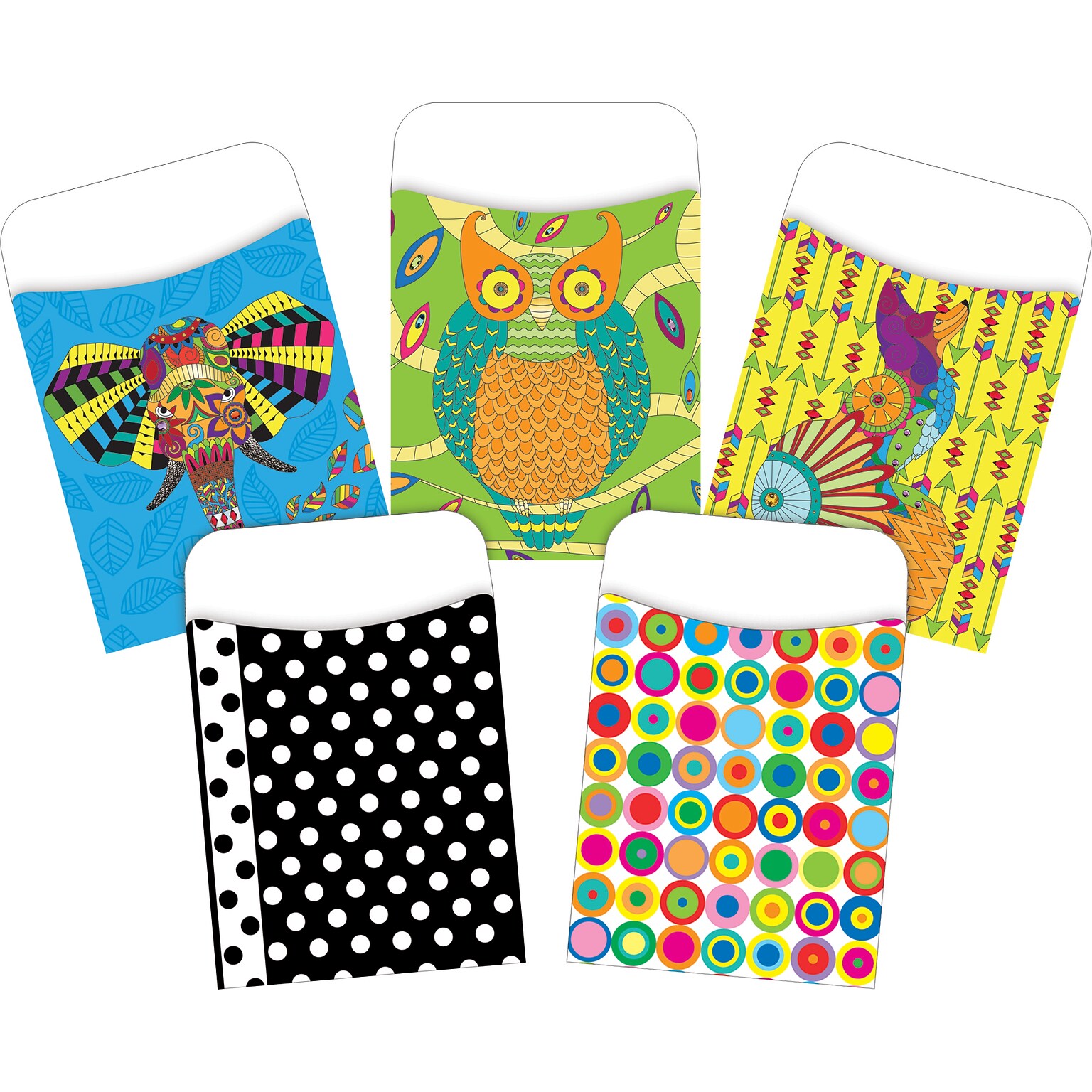 Barker Creek Boho Library Pockets, 5.125 x 3.5, 90/Set (4072)