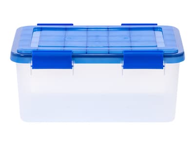 Iris WeatherPro 18.4 Qt. Latch Lid Storage Bin, Clear/Blue (500199)