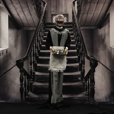 Haunted Hill Farm Life-Size Animatronic Zombie Maid Holding Tray (HHLADY-7FLSA)