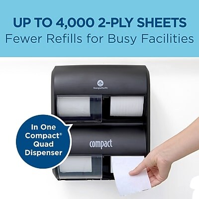 Compact Recycled Coreless Toilet Paper, 2-Ply, White, 1000 Sheets/Roll, 36 Rolls/Carton (19375)