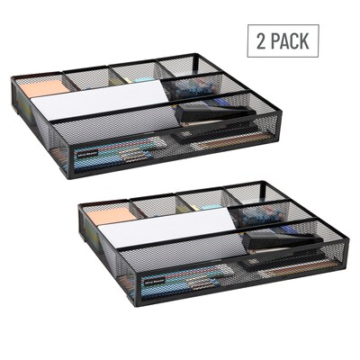 Mind Reader 6-Compartment Metal Drawer Organizer, Black, 2/Set (2DEER-BLK)