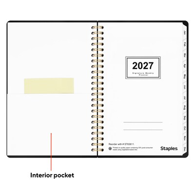 2027 Staples 5" x 8" Weekly & Monthly Planner, Dark Modern (ST63611-27)