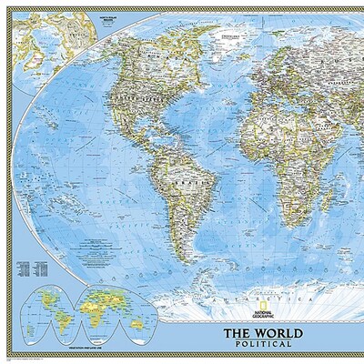 National Geographic World Classic Map, Enlarged and Laminated, 69.25 x 48 (NGMRE00622003)