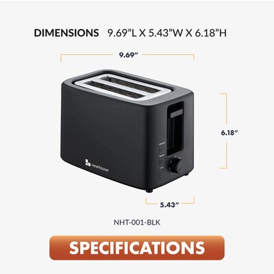 Newhouse 2-Slice Toaster, Black (NHT-001-BLK)