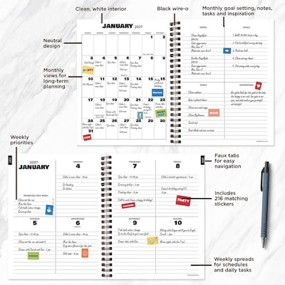 2027 TF Publishing 6.5" x 8"  Weekly & Monthly Standard Planner, Paperboard Cover, Multicolored (27-9224)