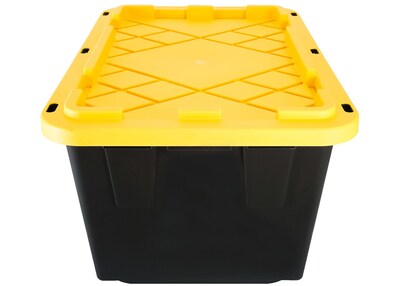 Greenmade 108 Quart Storage Bin with Snap Lid, Plastic, Black/Yellow (669871)