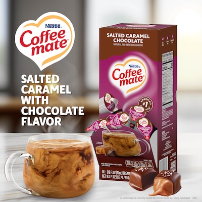 NESTLE COFFEE MATE Coffee Creamer Salted Caramel Chocolate Flavor, Liquid Creamer Singles, 0.375 fl oz, 50 Count.