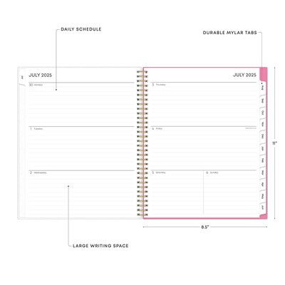 2025-2026 Blue Sky Roosevelt 8.5" x 11" Academic Year Weekly & Monthly Planner, Plastic Cover, Multicolored (128691-A26)