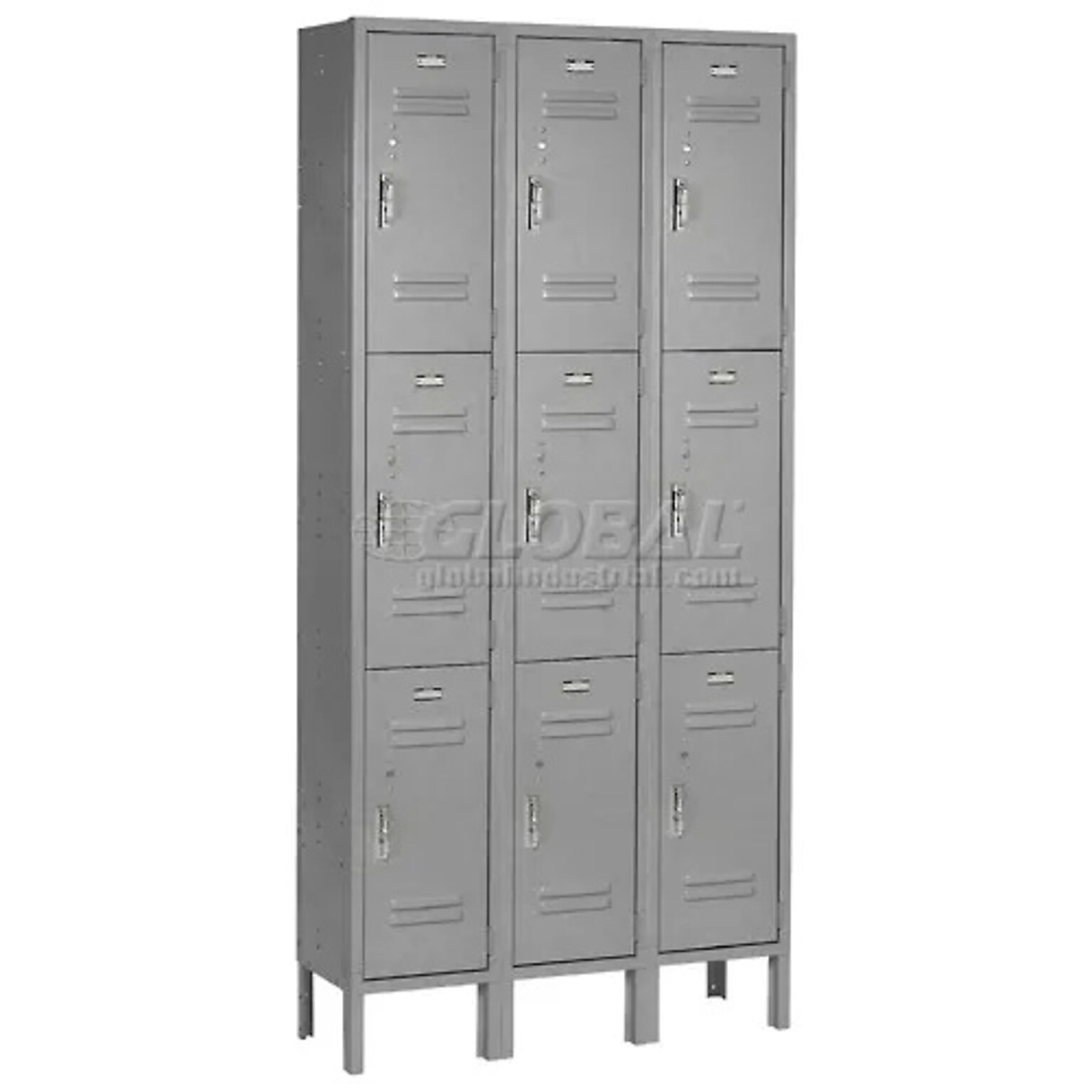 Global Industrial Paramount 3-Tier 9-Door Locker, 36W x 15D x 78H, Gray (238234GY)