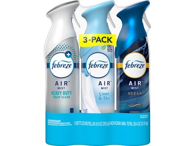 Febreze Air Freshener Aerosol, Crisp Clean, Linen & Sky, Ocean Scents, 8.8 oz., 3/Pack (10677)