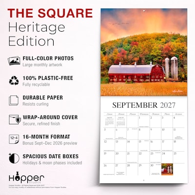 2027 BrownTrout Beckoning Barns 12" x 12" Monthly Wall Calendar (9781773728834)