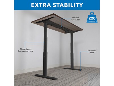 Mount-It! Ultimate 55"W Electric Rectangular Adjustable Standing Desk, Adrift/Black (MI-18080)