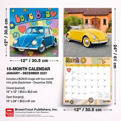 2027 BrownTrout Love Bug 12" x 12" Monthly Wall Calendar (9798330711222)