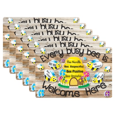 Ashley Smart Poly Computer Mouse Pad, 8 x 10, Every Busy Bee is Welcome Here, 6/Pack (ASH12504-6)