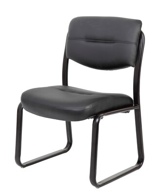 Boss Armless Leather Sled Base Side Chair, Black (B9539)