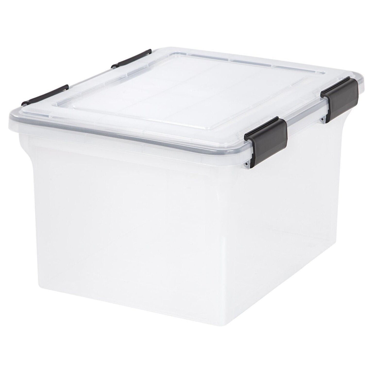 Iris WeatherPro Stackable Polypropylene Storage Box, 10.86 x 18 x 14.5, 32 Qt., Clear, 6/Pack (110600)