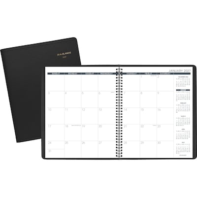 2027 AT-A-GLANCE 9 x 11 Monthly Planner, Faux Leather Cover, Black (70-270-05-27)