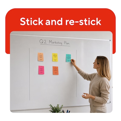 Staples Sticky Notes, 4" x 6", Assorted Colors, 600 Sheets – Standard Self-Stick Notes for Messages, Reminders & Planning