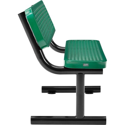 Global Industrial 4' Outdoor Steel Bench w/ Backrest, Expanded Metal, Green (695743GN)