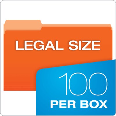 Pendaflex Two-Tone File Folder, 3-Tab, Legal Size, Orange, 100/Box (153 1/3 ORA)